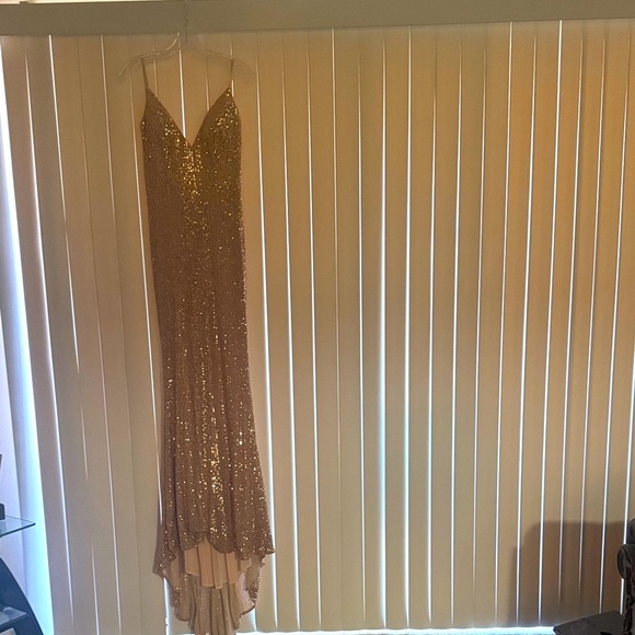Portia and Scarlett Gold Sequin Prom Dress Elegant Dress - Picture 1 of 6